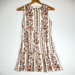 Penelope Rose Floral Garden Stripe Mini Dress Fairy Boho